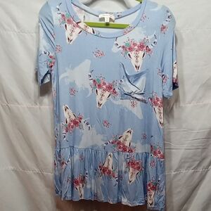 Hailey& Co. Floral Blue Women's Top